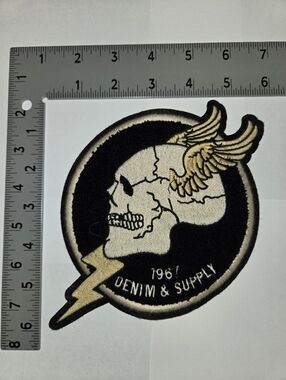 Polo Ralph Lauren Patches Skull & Wing Denim Patch - Black and Cream Patch